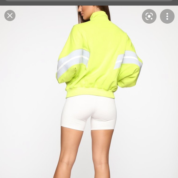 NWT Fashion Nova zip up jacket with pockets! LIME - Picture 3 of 8
